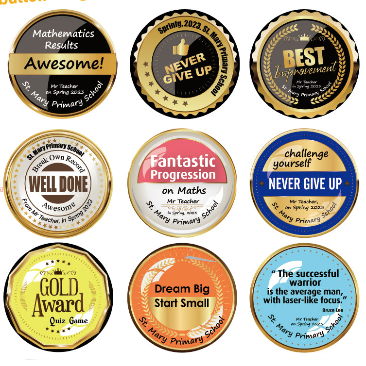 Bespoke Memorable Crystal Rewards and Button Badges