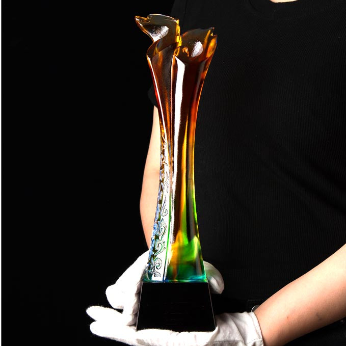 Colored Glazed Crystal Trophy