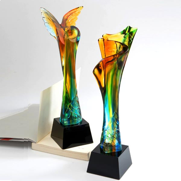 Colored Glazed Crystal Trophy