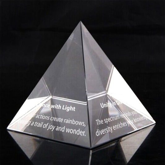 Crystal Pyramids with bespoke message for Leavers